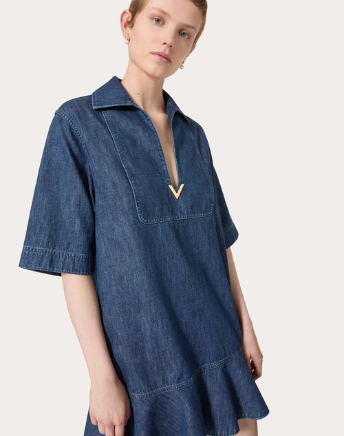 Red Valentino ABITO CORTO IN CHAMBRAY DENIM Sottocosto