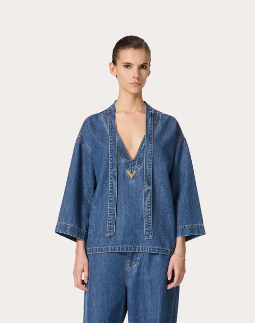 Red Valentino KAFTANO IN DENIM BLU MEDIO Convenienza