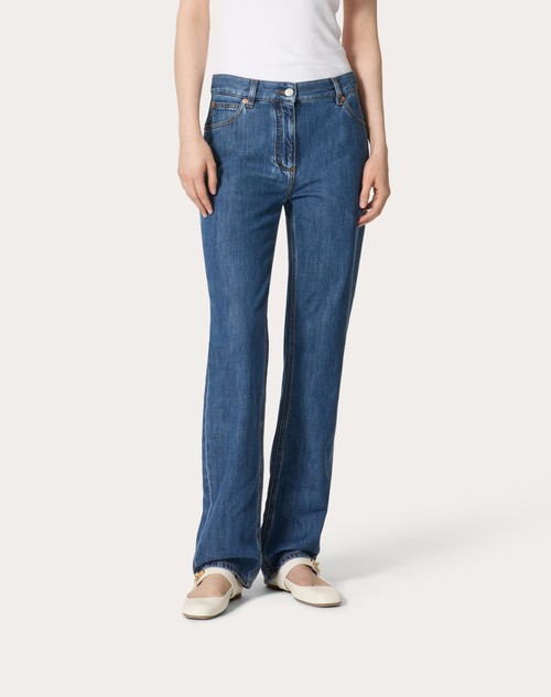 Red Valentino PANTALONI IN DENIM BLU MEDIO Presa