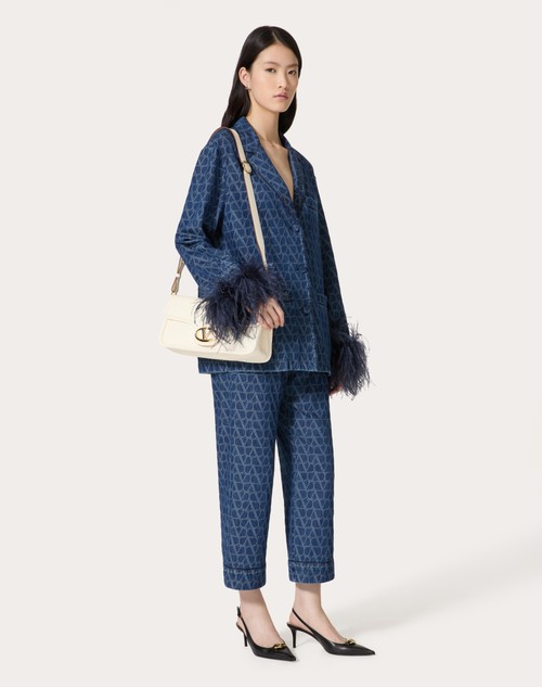 Red Valentino CAMICIA IN DENIM TOILE ICONOGRAPHE MEDIUM BLUE Offerta