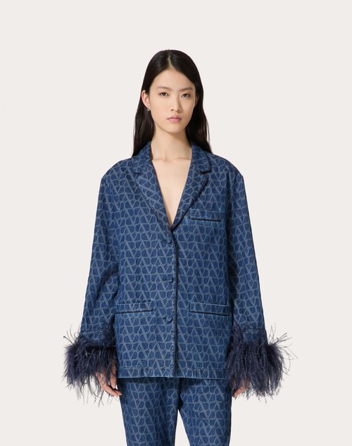 Red Valentino CAMICIA IN DENIM TOILE ICONOGRAPHE MEDIUM BLUE Offerta