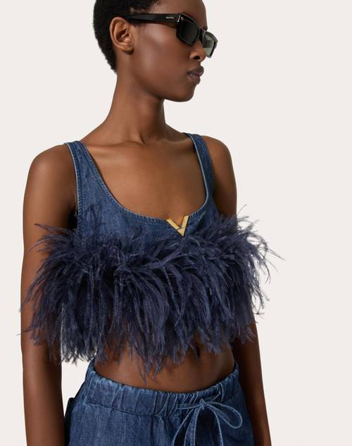 Red Valentino TOP IN CHAMBRAY DENIM Online