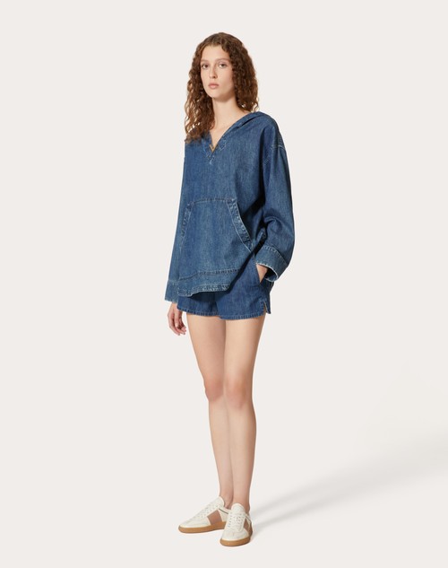 Red Valentino SHORTS IN CHAMBRAY DENIM Outlet