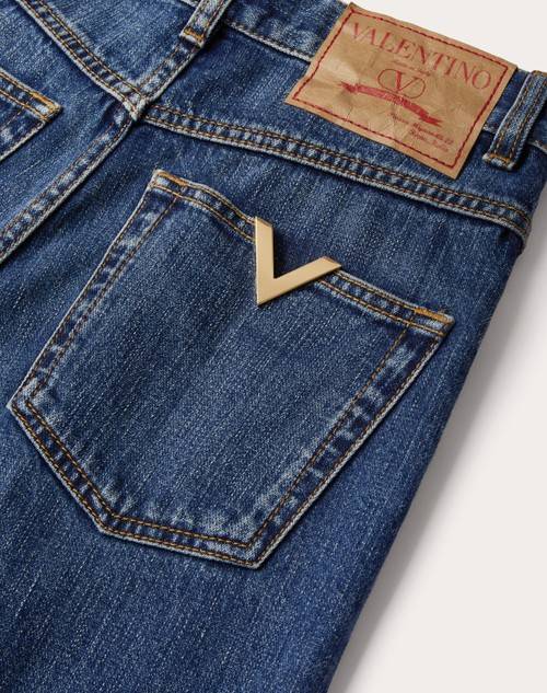 Red Valentino JEANS IN BLUE WASHED DENIM Saldi