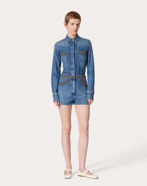 Red Valentino TUTA IN DENIM BLU MEDIO RICAMATA Offerte