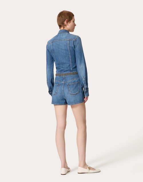 Red Valentino TUTA IN DENIM BLU MEDIO RICAMATA Offerte