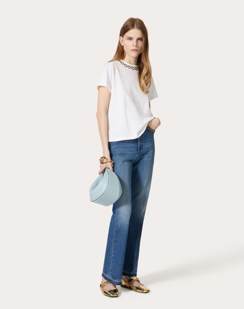 Red Valentino PANTALONI IN BLU MEDIO CON RISERVA RICAMATI Hotsell