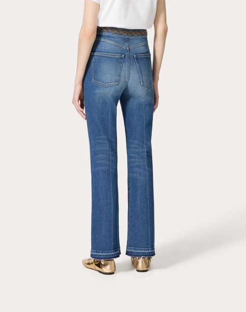 Red Valentino PANTALONI IN BLU MEDIO CON RISERVA RICAMATI Hotsell