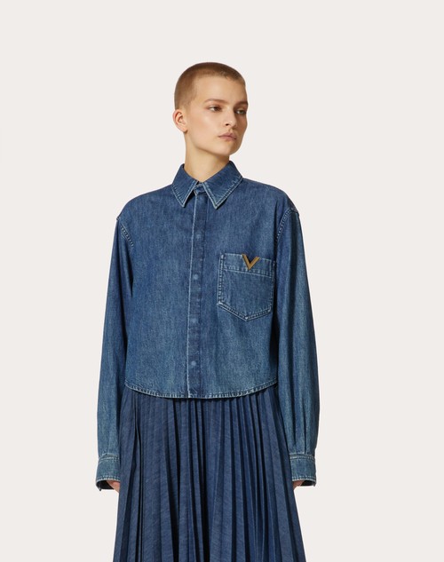 Red Valentino CAMICIA IN CHAMBRAY DENIM Saldi Di Fabbrica
