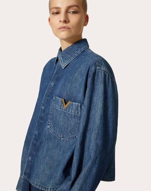 Red Valentino CAMICIA IN CHAMBRAY DENIM Saldi Di Fabbrica
