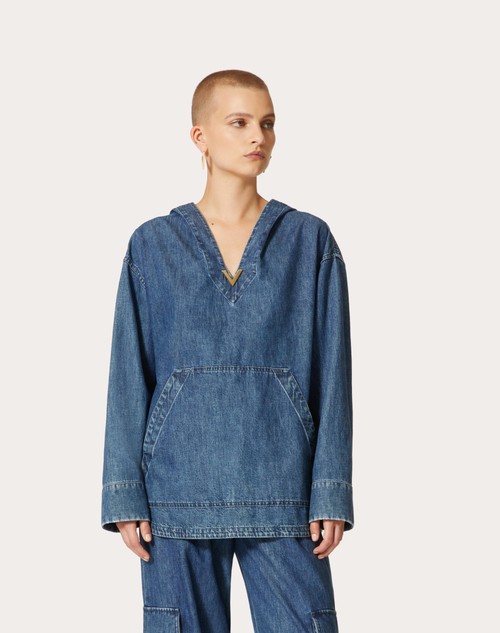 Red Valentino KAFTANO IN CHAMBRAY DENIM Vendite Flash