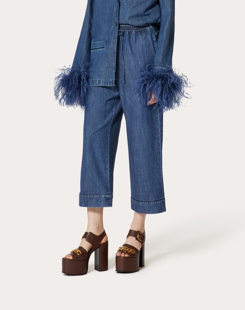 Red Valentino PANTALONE IN CHAMBRAY DENIM Spedizione gratuita