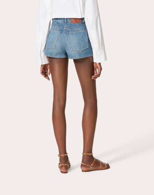 Red Valentino SHORTS IN DEEP BLUE DENIM Prezzo di fabbrica