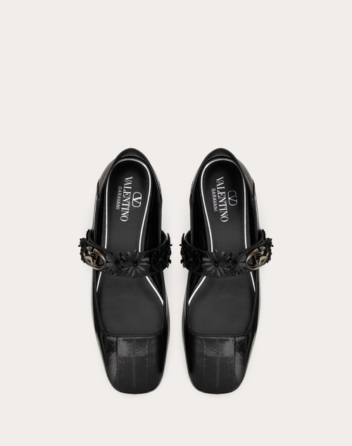 Red Valentino BALLERINA MARY-JANE VLOGO LOCKER IN ANGUILLA CON APPLICAZIONE DI FIORI Offerta esclusiva