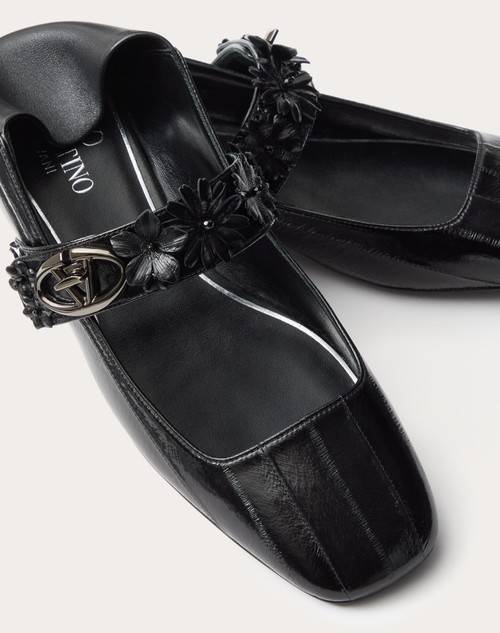 Red Valentino BALLERINA MARY-JANE VLOGO LOCKER IN ANGUILLA CON APPLICAZIONE DI FIORI Offerta esclusiva