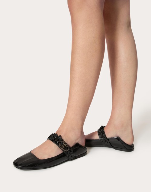 Red Valentino BALLERINA MARY-JANE VLOGO LOCKER IN ANGUILLA CON APPLICAZIONE DI FIORI Offerta esclusiva