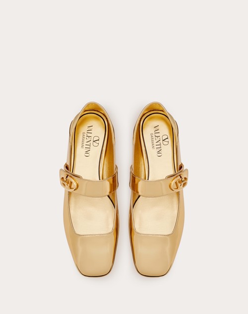 Red Valentino BALLERINA MARY-JANE VLOGO LOCKER IN VITELLO SPECCHIO Offerta Giorno del Papà