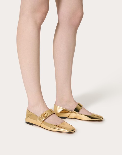Red Valentino BALLERINA MARY-JANE VLOGO LOCKER IN VITELLO SPECCHIO Offerta Giorno del Papà