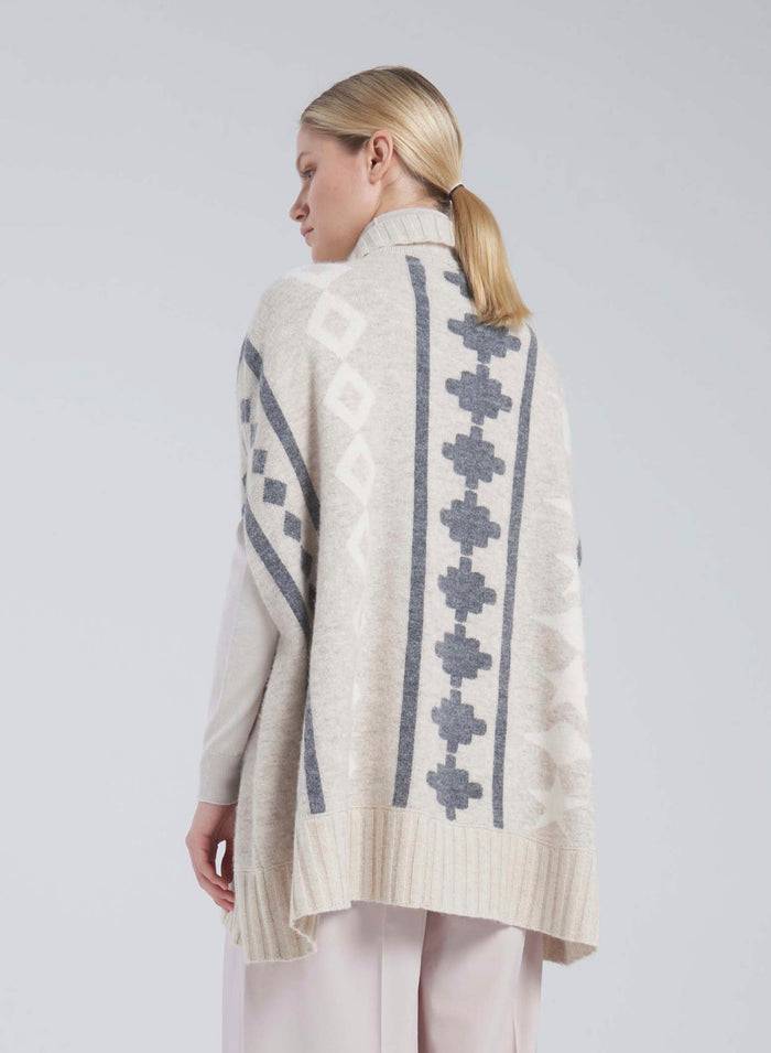Lorena Antoniazzi PONCHO JACQUARD IN LANA E ALPACA Spedizione gratuita