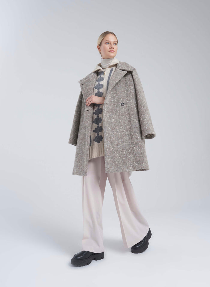 Lorena Antoniazzi PONCHO JACQUARD IN LANA E ALPACA Spedizione gratuita