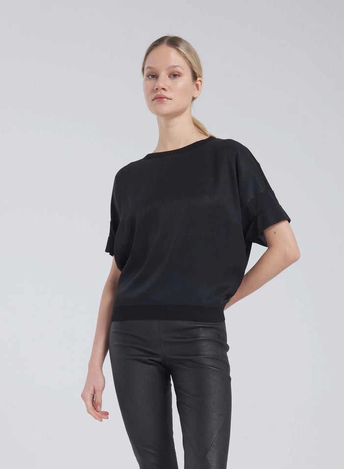 Lorena Antoniazzi T-SHIRT IN TWILL DI SETA Nuovo