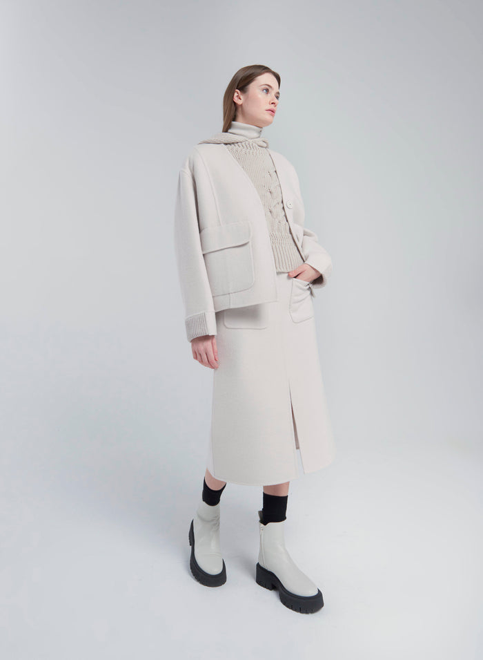 Lorena Antoniazzi GONNA MIDI IN LANA E ANGORA Smaltimento dello stoccaggio