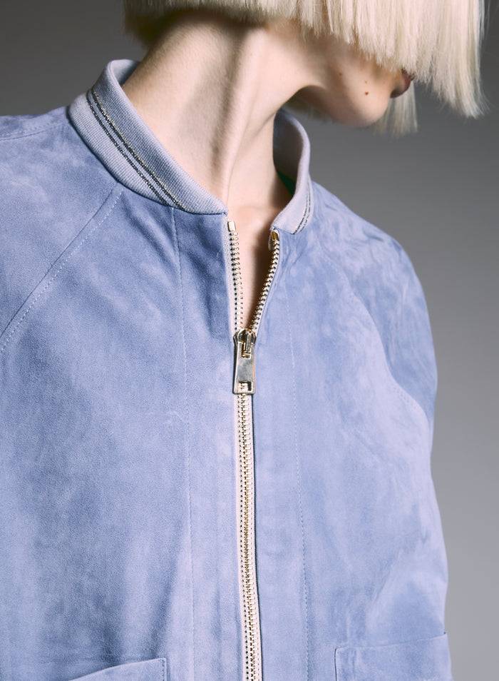 Lorena Antoniazzi BOMBER IN SUEDE Presa