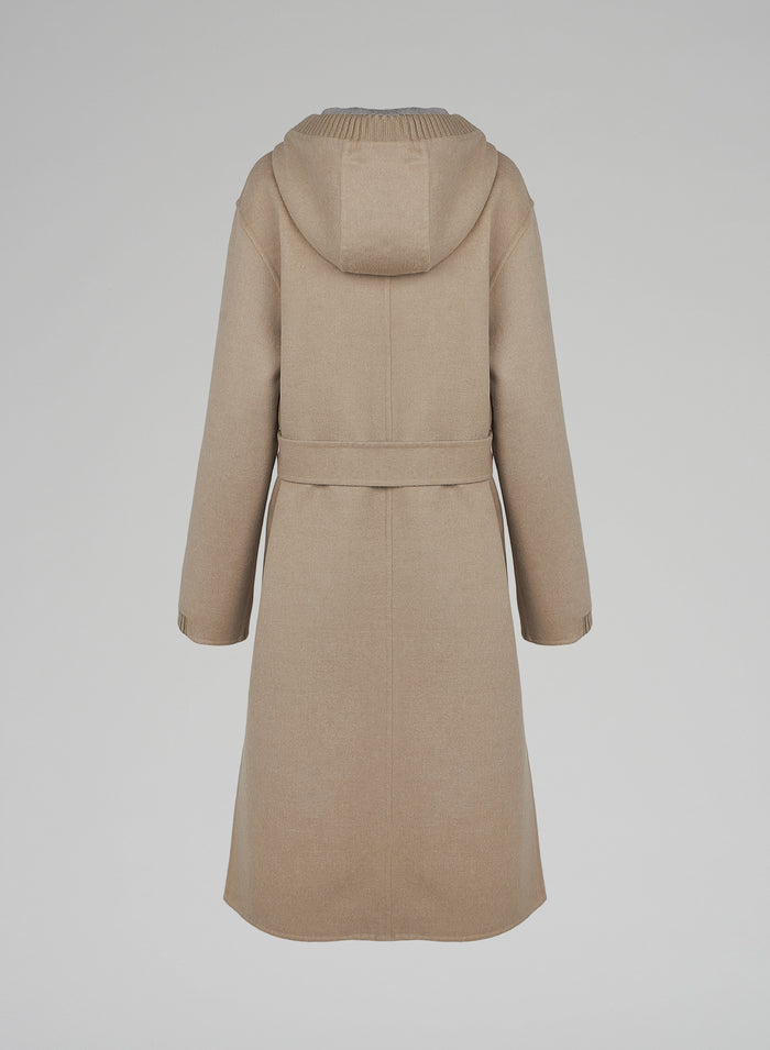 Lorena Antoniazzi CAPPOTTO IN LANA E ANGORA CON CAPPUCCIO Prezzo basso