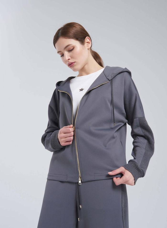 Lorena Antoniazzi FELPA CON CAPPUCCIO IN COTONE Fino al 65% di sconto