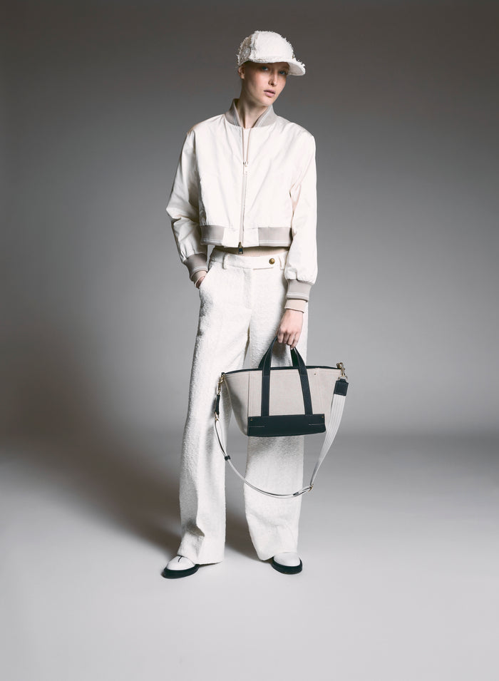 Lorena Antoniazzi BOMBER CROPPED IN NYLON Vendita calda