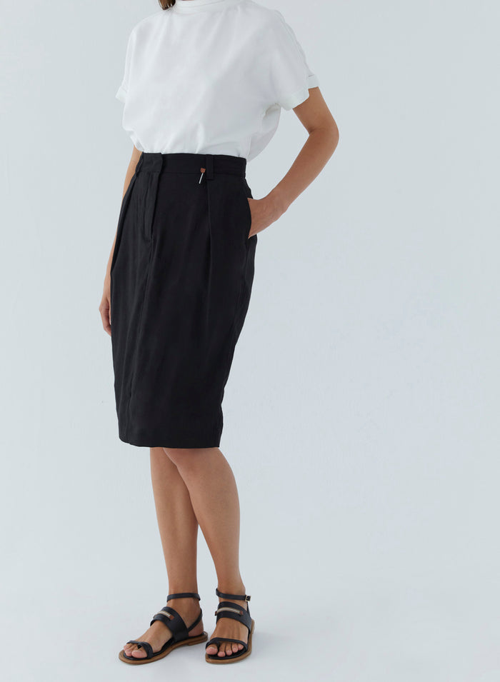 Lorena Antoniazzi GONNA IN POPELINE DI LINO Lightning offer