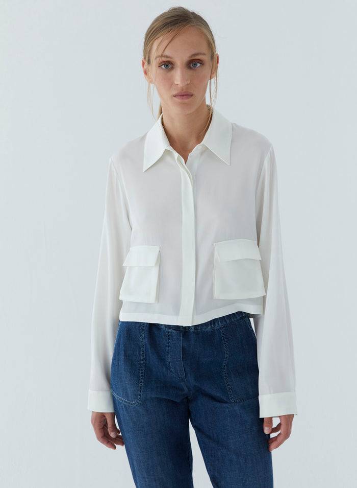 Lorena Antoniazzi BLUSA IN TWILL DI SETA Enormi risparmi