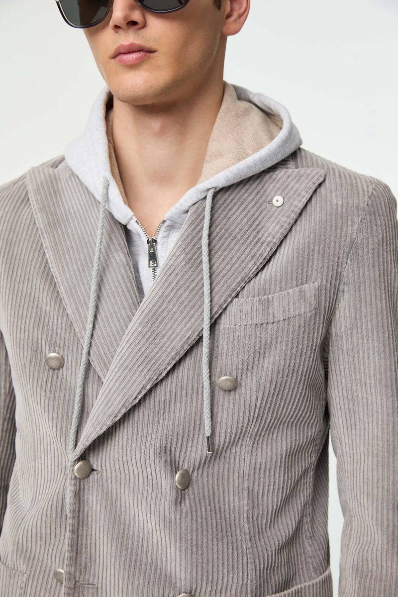 Lubiam Giacca TOM doppiopetto tinto capo grigio ghiaccio Giacca TOM doppiopetto tinto capo grigio ghiaccio Comprare a buon mercato