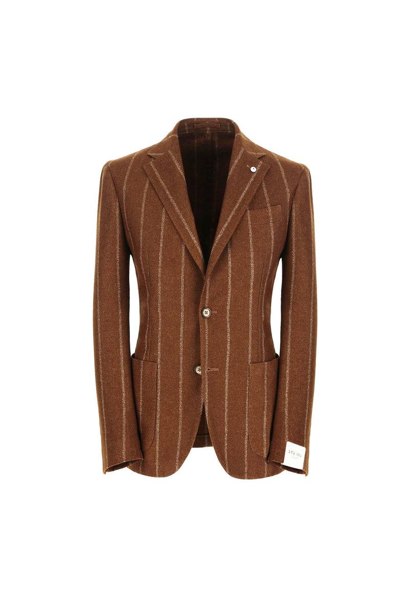 Lubiam Giacca JACK slim tinto capo gessata marrone Giacca JACK slim tinto capo gessata marrone Super sconto