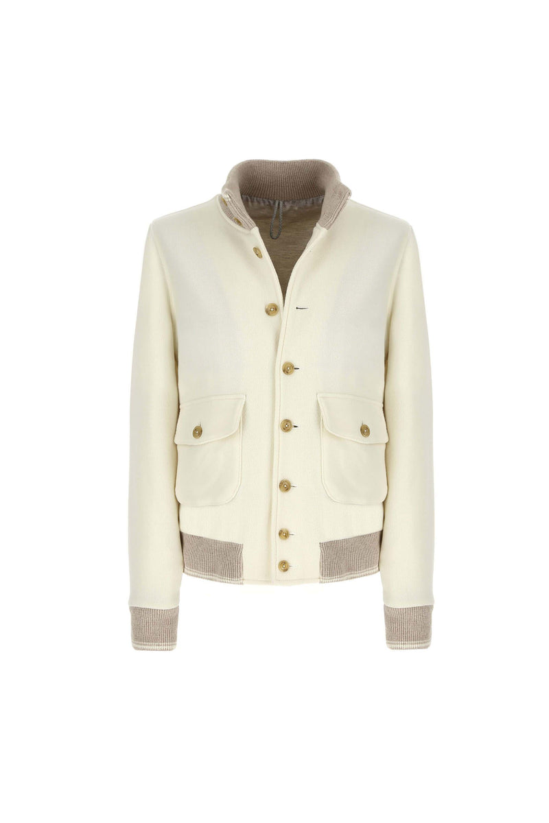 Lubiam Bomber in jersey bianco avorio Bomber in jersey bianco avorio Offerte stagionali