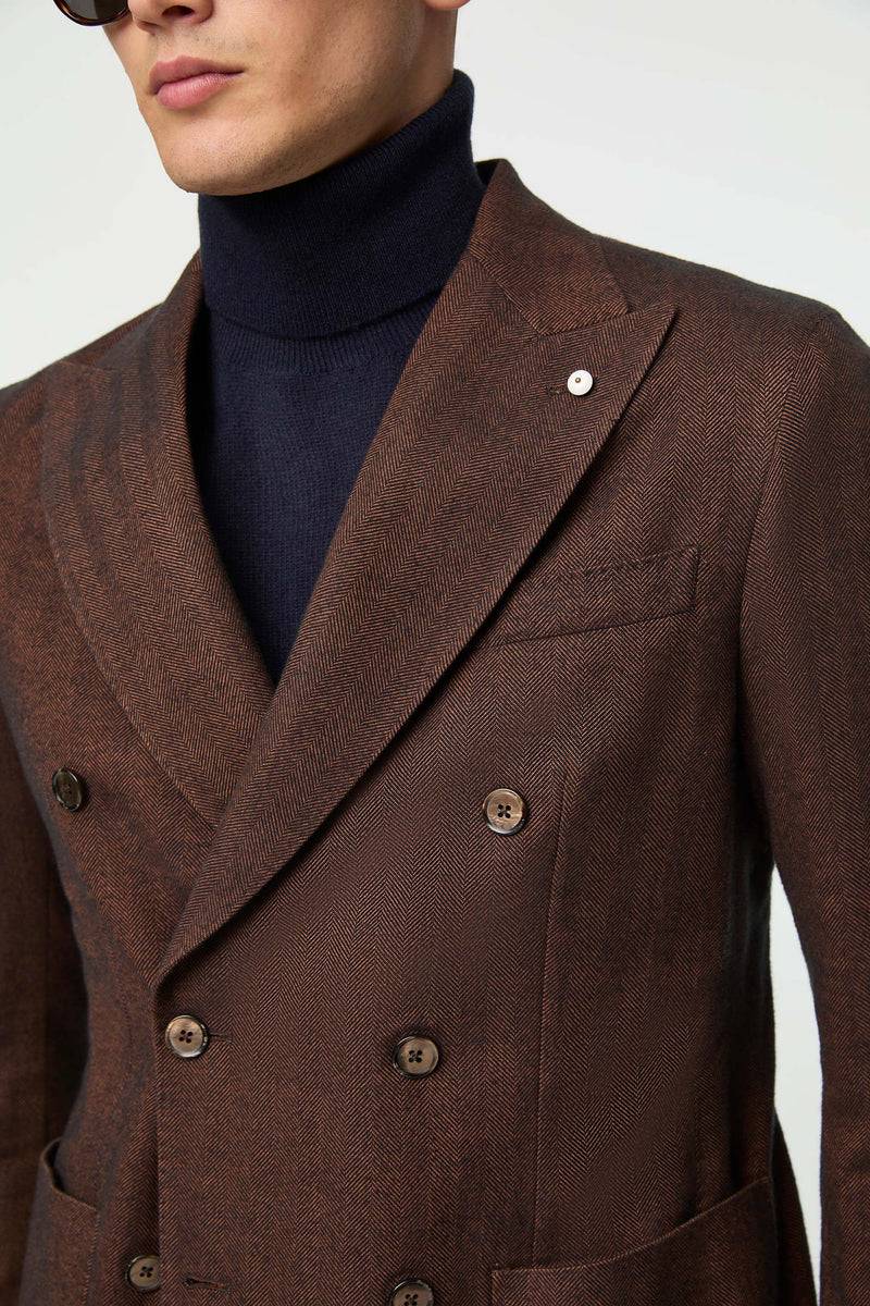 Lubiam Giacca TOM doppiopetto lavata marrone Giacca TOM doppiopetto lavata marrone Outlet