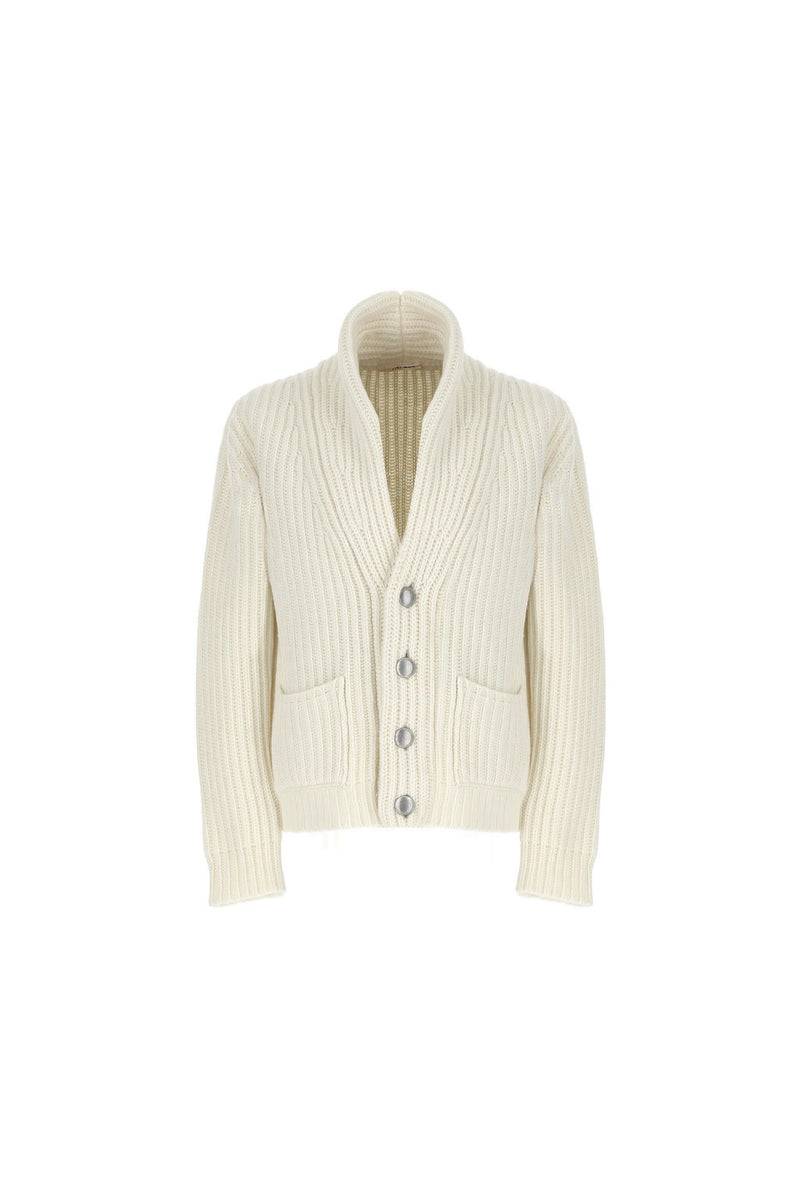 Lubiam Cardigan in maglia a coste bianco avorio Cardigan in maglia a coste bianco avorio Latest stili