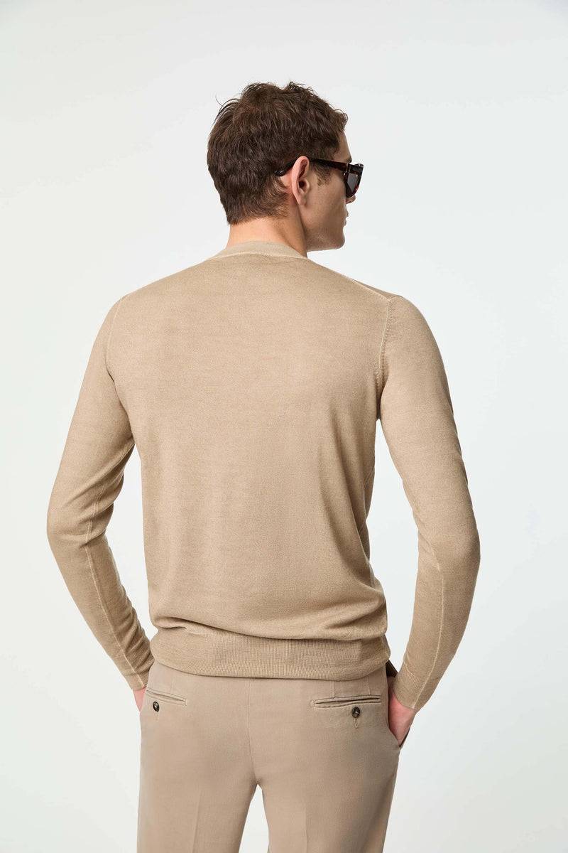 Lubiam Maglia girocollo leggera tinto capo beige Maglia girocollo leggera tinto capo beige Offerta speciale della fabbrica