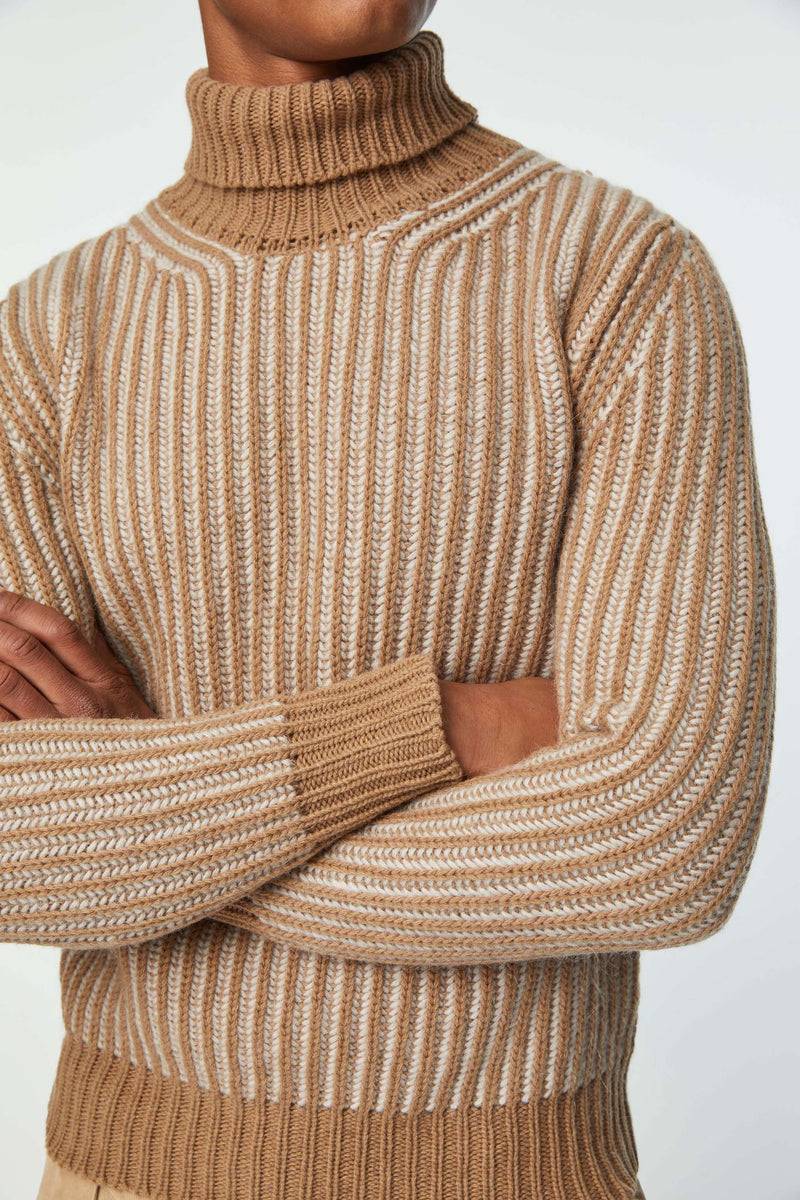 Lubiam Maglia dolcevita a coste cammello Maglia dolcevita a coste cammello Enormi sconti