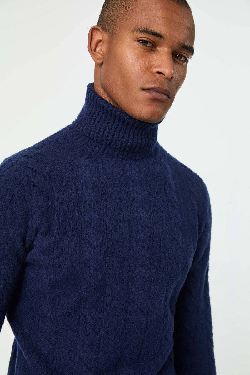 Lubiam Maglia dolcevita lavorata blu oceano Maglia dolcevita lavorata blu oceano Promozione