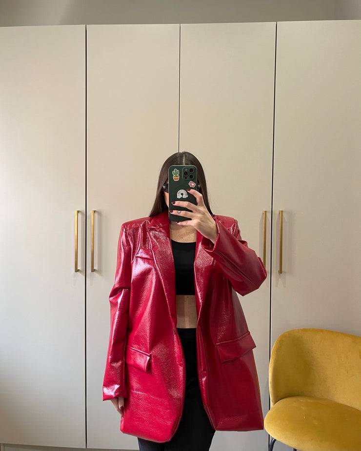 Lovely Sisters Giacca in vinile rossa Online