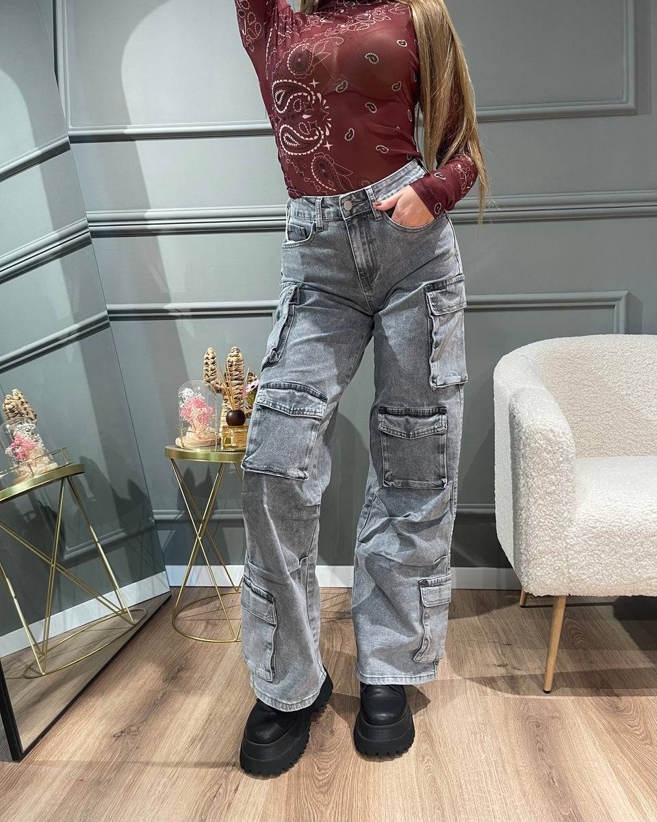 Lovely Sisters Jeans cargo grigio chiaro Economico