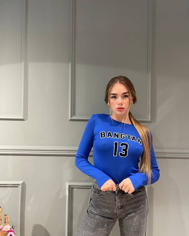 Lovely Sisters Maglia crop Bangtan blu Online
