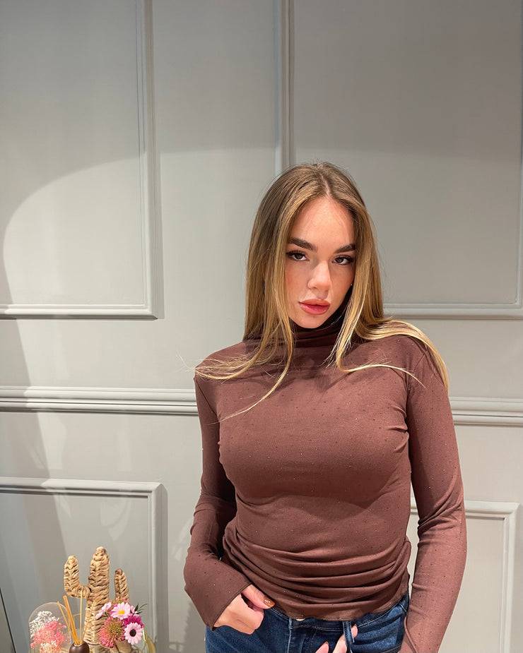 Lovely Sisters Maglia Lumina marrone con strass Offerte