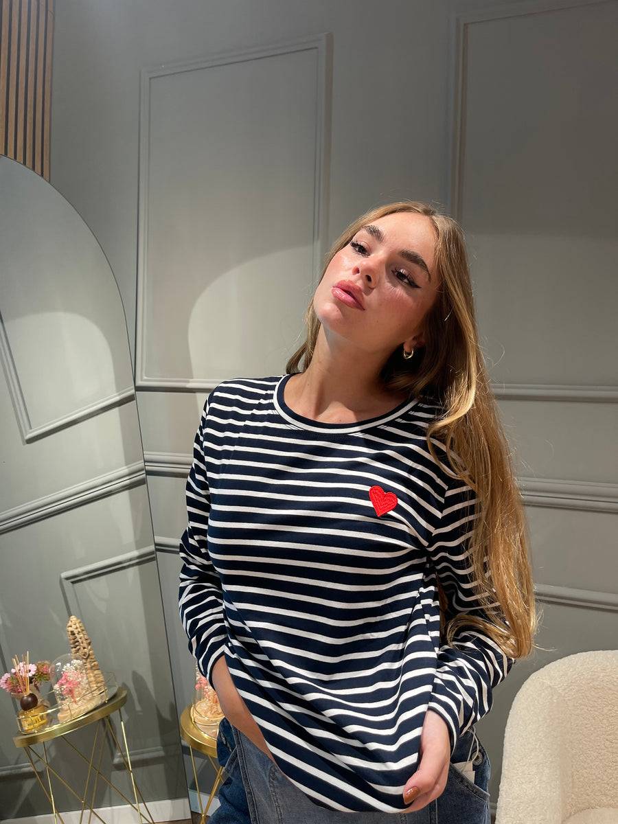 Lovely Sisters Maglia Heart blu-bianco Acquista Ora
