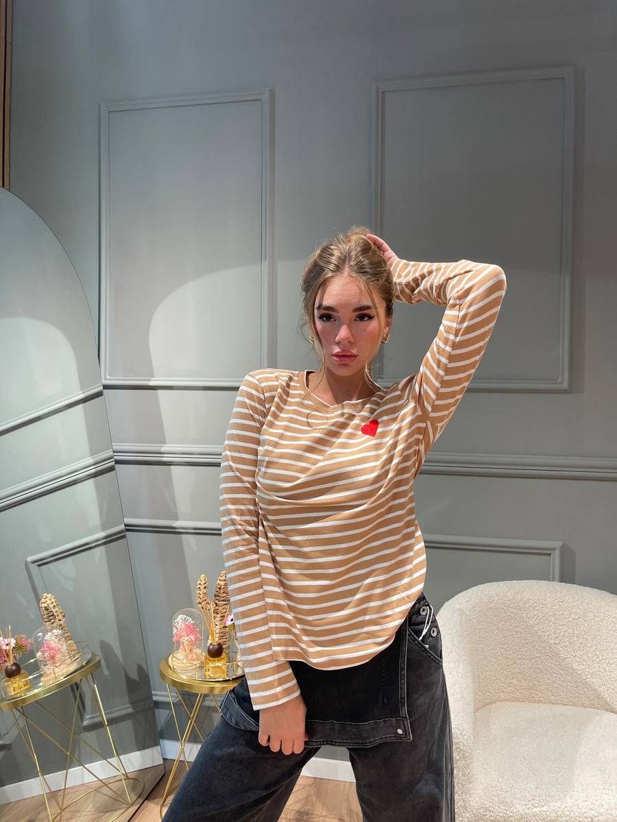 Lovely Sisters Maglia Heart beige-bianca Sostegno trimestrale