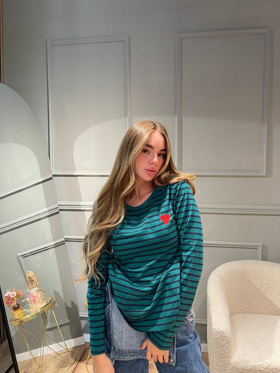 Lovely Sisters Maglia Heart verde-blu Fino al 55% di sconto