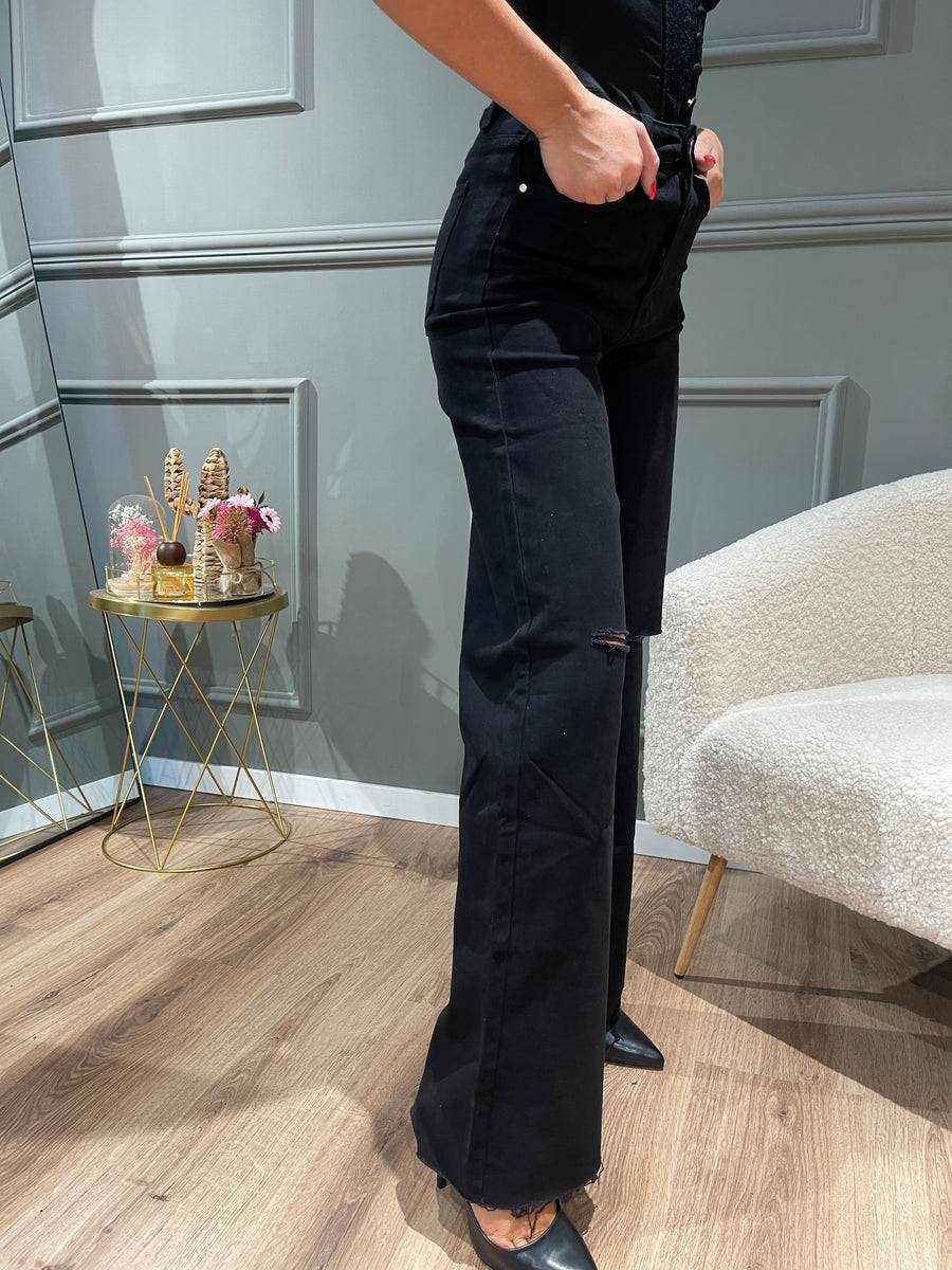 Lovely Sisters Jeans nero a palazzo Offerte stagionali