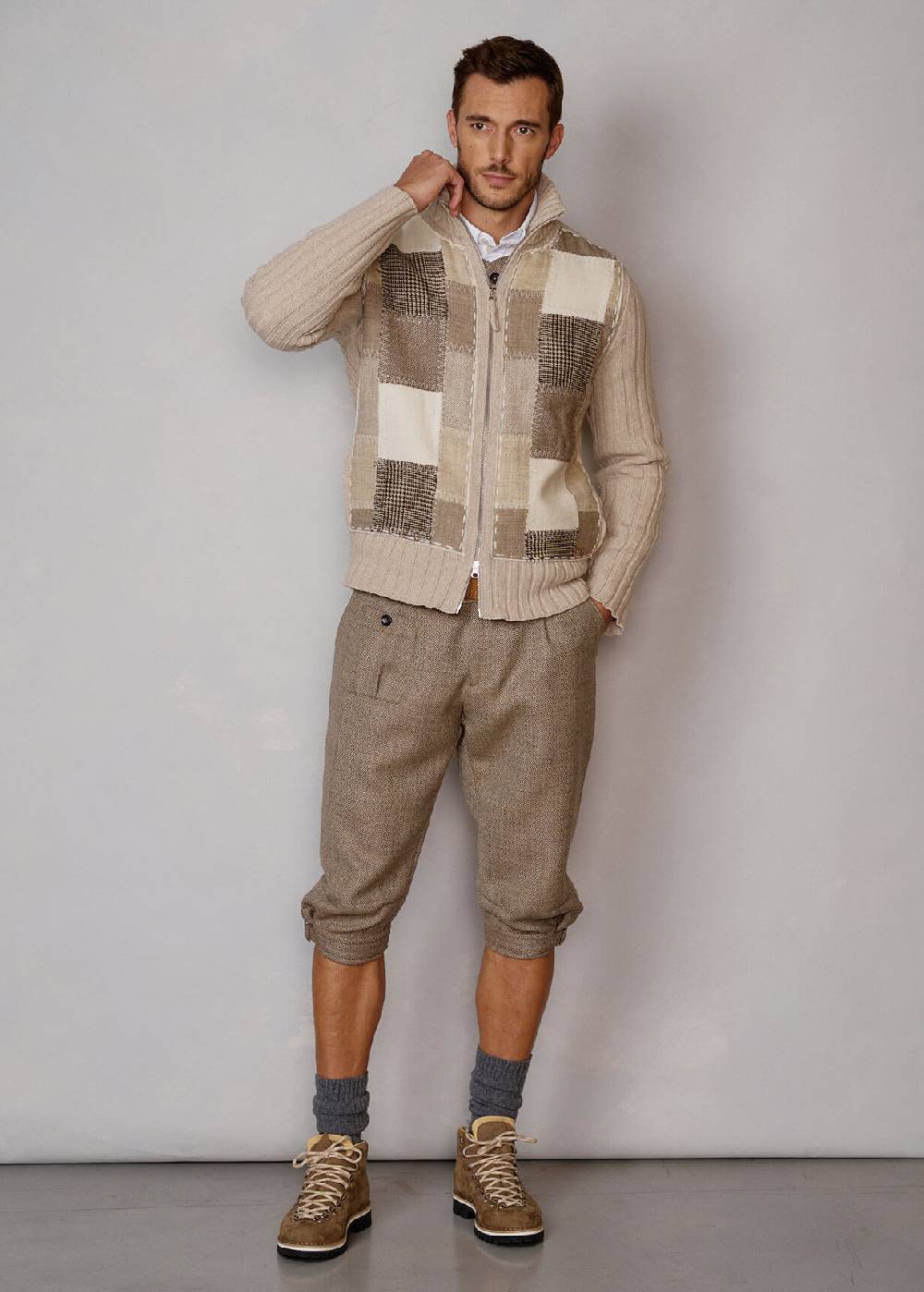 Luis Trenker Cardigan con patchwork sulla parte anteriore Luwilli Vendita Calda