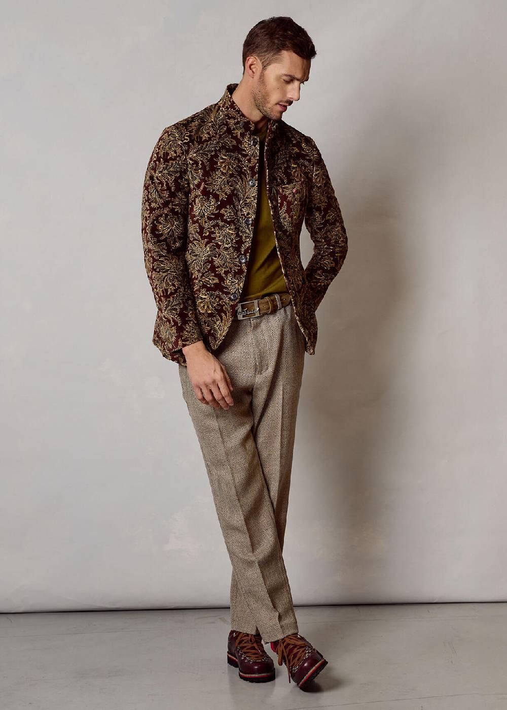 Luis Trenker Blazer in velluto con motivo damascato Lusandro Vendita Economica